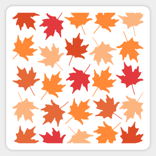 Colorful Orange Autumn Leaves Pattern, made by EndlessEmporium Sticker